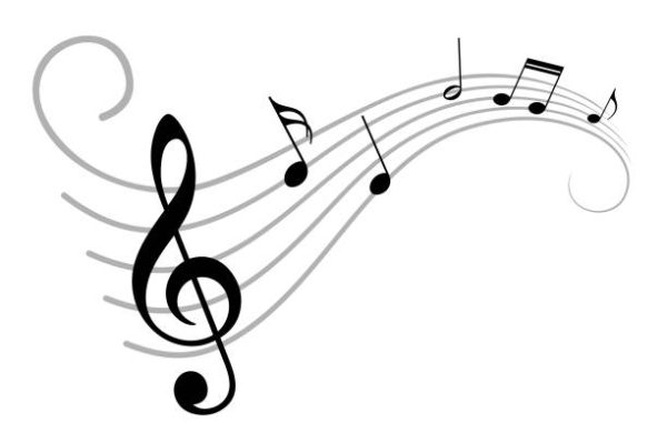 A symbol with stylized music notes.