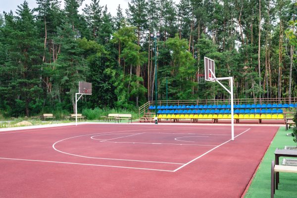 Public basketball court outdoor.